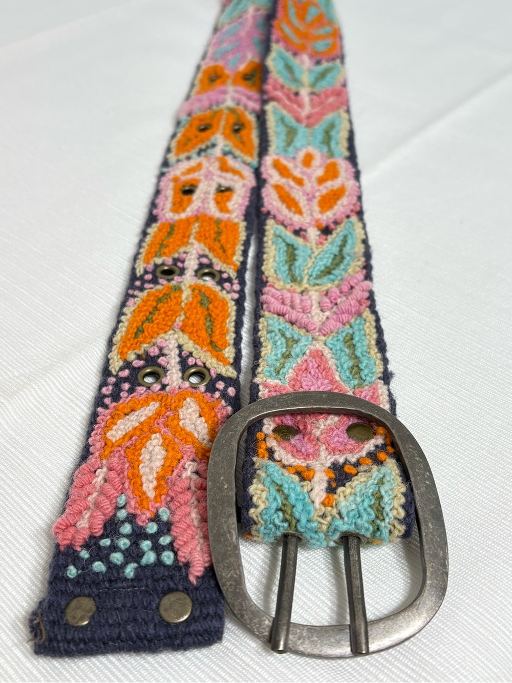 Jenny Krauss Handmade Woven Wool Belt Peru Boho Artsy Art to Wear